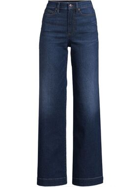 Lands' End Women's Plus Size Recover High Rise Wide Leg Blue Jeans 8T